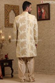 Woven Silk Pakistani Sherwani For wedding 2021 Back Side