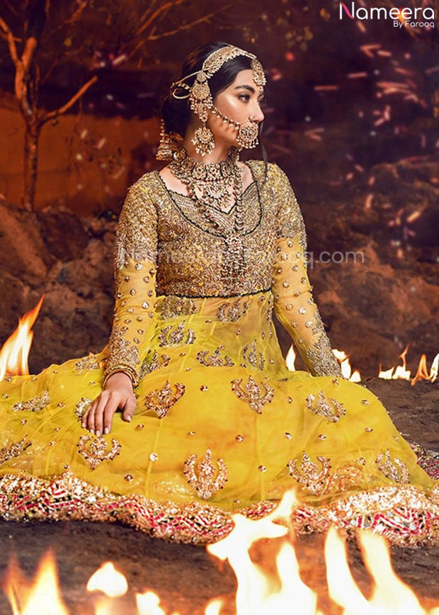 Yellow Mehndi Mayun Dress | Jeroche Fashion