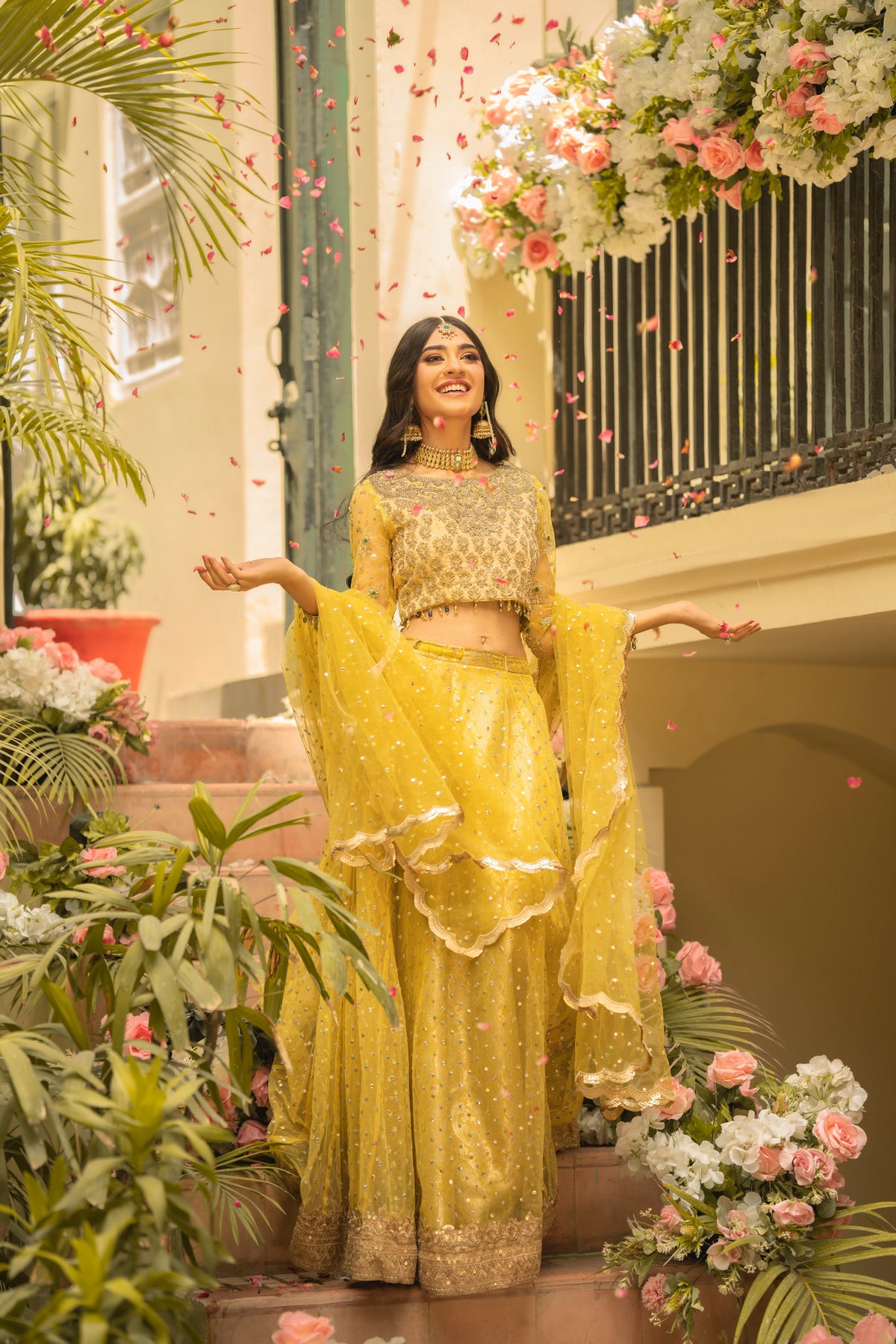 Yellow Pakistani Bridal Dress In Lehenga Choli Style Online Nameera By Farooq 3480