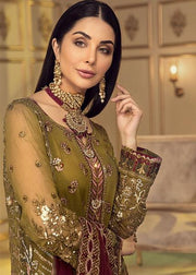 Latest Chiffon embroidered Pakistani Eid dress 2020 in green color # P2481