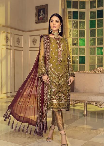 Latest Chiffon embroidered Pakistani Eid dress 2020 in green color # P2481