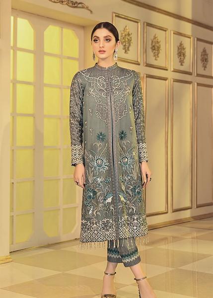 Chiffon embroidered designer eid dress on sale in carribean coast color # P2487