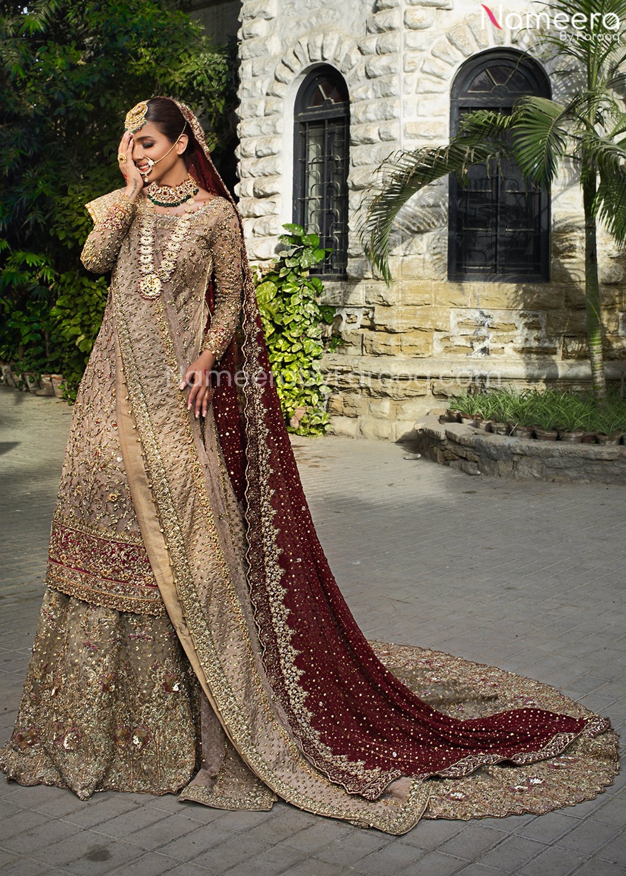 Heavy Golden Lehenga Shirt Bridal Wedding Attire – Nameera by Farooq