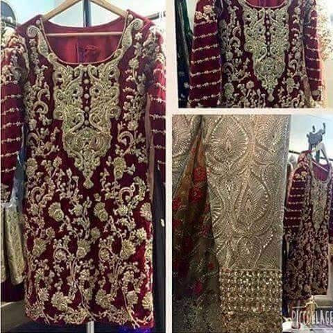 Wedding party dress with pure dabka zari nagh and cutwork Model #P 229