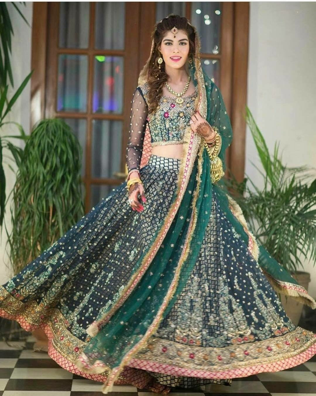 Wedding Bridal Lahnga For Mehndi Dabka Nagh And Gota Work Modelm 146 Nameera By Farooq 9229