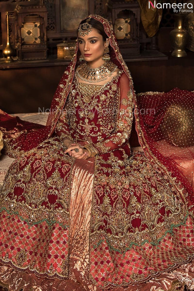 maroon lehenga for bride