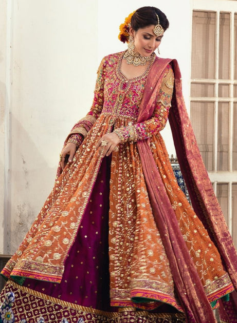 Buy Stunning Kalidaar Heavy Embroidered Bridal Lehenga – Nameera by Farooq