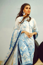 Latest Summer Pakistani printed lawn dress in fresh blue color # P2507