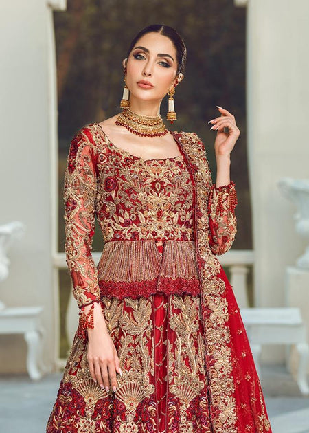 Embellished Zardozi Worked Maroon Color Lehenga Choli in Chiffon ...