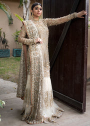 Pakistani designer embroidered white gharara dress 