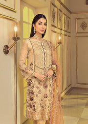 Chiffon embroidered women eid dress 2020 in dune beige color # P2488